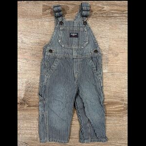 Oshkosh B’gosh Pinstripe Conductor railroad Overalls 12 Month